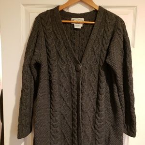 Aran Craft Irish Wool Charcoal Cardigan Grey